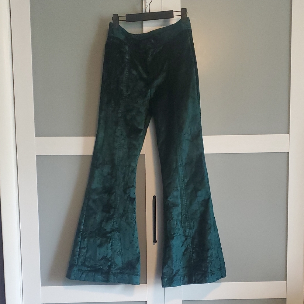 Free People Teal Velvet Flare Jeans